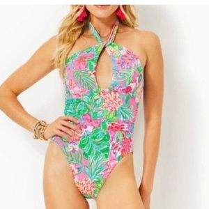 New With Tags lilly pulitzer ledger halter one piece journey to the jungle